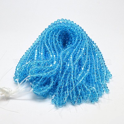 Подражать австрийский хрусталь двойной конус стеклянные бусы нити GLAA-F029-3x3mm-19-1