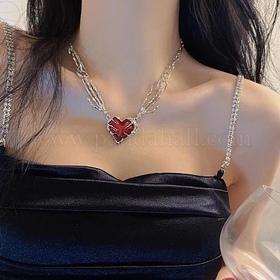 Collier Avec Pendentif Rouge Et Noir Style Gothique – Neuf Sans Emballage, Générique