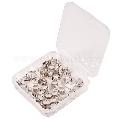 BENECREAT 60 Count Platinum Colors Clutch Pin Backs with Tie Tacks Blank  Pins Kit, Locking Bulk Metal Pin Keepers Locking Clasp with Storage Case