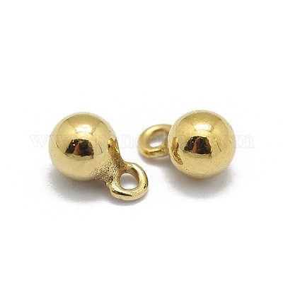 Yellow Gold Filled Charms, 1/20 14K Gold Filled, Cadmium Free & Nickel Free  & Lead Free, Ball, 4.7x3mm, Hole: 0.8mm