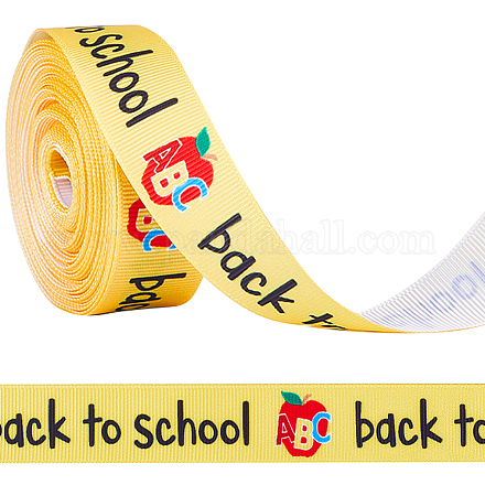 10 Yard Ripsband aus Polyester mit „Zurück zur Schule“-Motiv OCOR-WH0082-82B-1