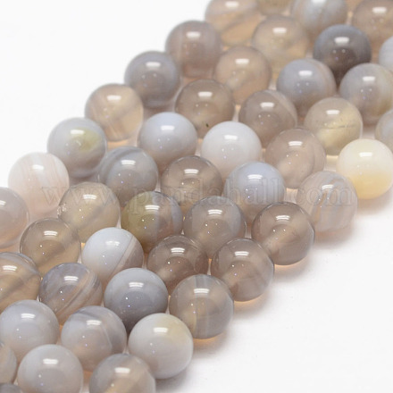 Agata a strisce naturali / fili di perle di agata fasciate G-K155-D-8mm-02-1