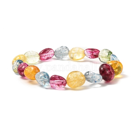 Bracelet extensible de perles de forme libre de quartz naturel pour enfant BJEW-JB07064-02-1