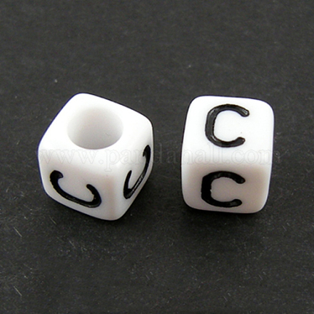 Perles européennes de lettre en acrylique X-OPDL-R050-10mm-C-1