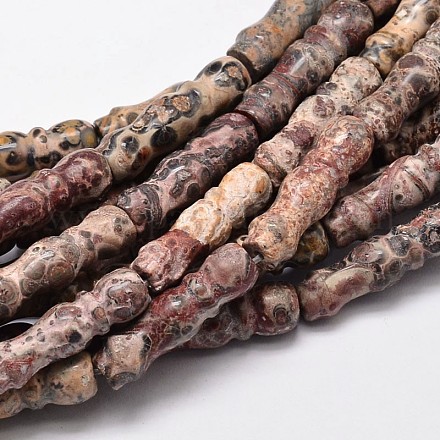 Vase en peau de léopard naturel perles de jaspe G-P108-14-1