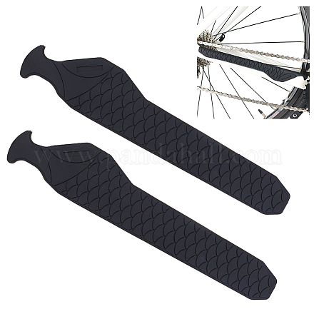 Olycraft 2 pièces protecteur de base de vélo de montagne protecteur de cadre de tube diagonal de vélo vtt protection de cadre de vélo en silicone coussinet de protection de chaîne protégez votre vélo à partir de zéro motifs d'écailles de poisson noir AJEW-WH0317-16-1