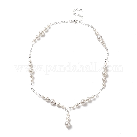 Collar de lazo con cuentas de perlas de concha NJEW-TA00062-1