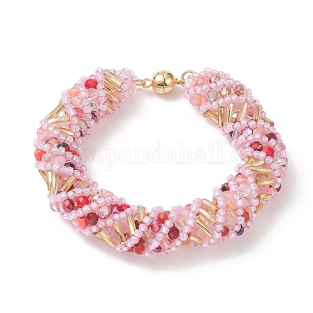 Bracelet toho japonais en perles de graines et au chalumeau avec fermoirs magnétiques en laiton BJEW-MZ00036-01-1