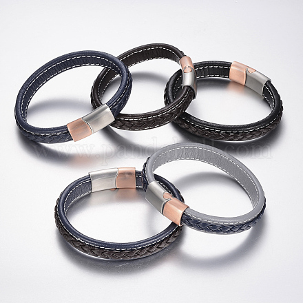 Braided Leather Cord Bracelets BJEW-H561-09-1