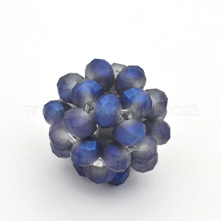 Electroplate Rondelle Frosted Glass Crystal Round Woven Beads GLAA-A034-6mm-F05-1