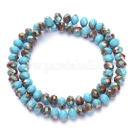 Electroplate Opaque Solid Color Glass Beads Strands EGLA-A034-P8mm-K19-1