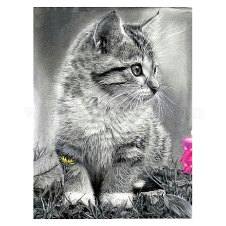 Kits de pintura de diamantes de gato diy DIAM-PW0001-253D-1