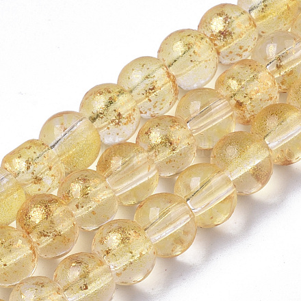 Chapelets de perles en verre peinte par pulvérisation transparent GLAA-N035-03A-B08-1