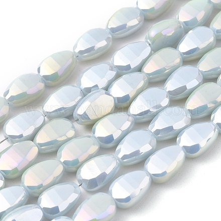 Chapelets de perles en verre opaque de couleur unie X-EGLA-G036-B-FR04-1
