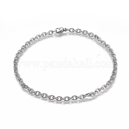 304 Stainless Steel Cable Chain Anklets AJEW-H100-01P-1