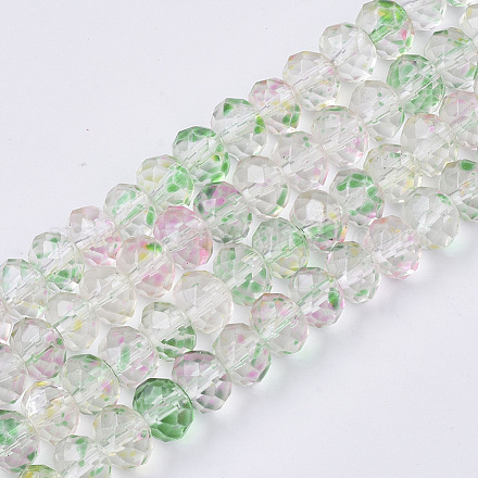 Transparent Spray Painted Glass Beads Strands DGLA-T001-001I-1