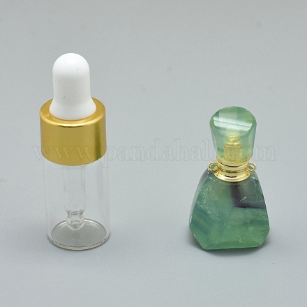 Colgantes de botella de perfume que se pueden abrir con fluorita natural facetada G-E556-11C-1