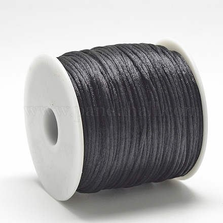 ナイロン糸  ラットテールサテンコード  ブラック  1mm程度  約76.55ヤード（70m）/ロール NWIR-Q010A-900-1