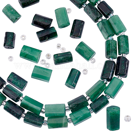 Superfindings 2 fili di perle di quarzo smeraldo naturale fili G-FH0001-63-1