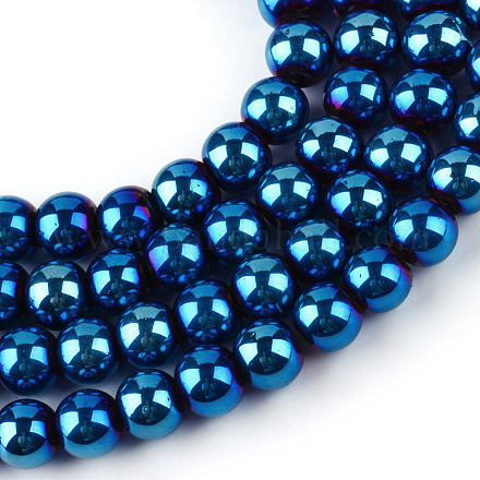 Chapelets de perles en verre transparent électrolytique X-EGLA-Q062-8mm-D01-1