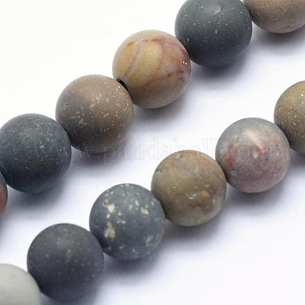 Natürliche ozean achat / ozean jaspis perlen stränge G-G716-02-8mm-1