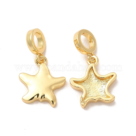 Amuletos colgantes europeos con estrella de latón chapado en rack KK-B068-48G-1