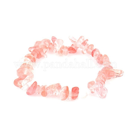 Bracelet extensible en perles de verre de quartz cerise synthétique pour femmes PW-WG72437-13-1