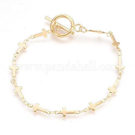 Ion Plating(IP) 304 Stainless Steel Link Chain Bracelets BJEW-P237-28G-1