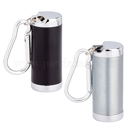 UNICRAFTALE 2Pcs 2 Colors Portable Ashtray with Lid Capsule Mini Ashtray Zinc Alloy Pocket Ashtray 113mm Long Column Outdoor Ashtray with Climbing Carabiner for Outdoor Picnic Car Travelling AJEW-UN0001-28-1