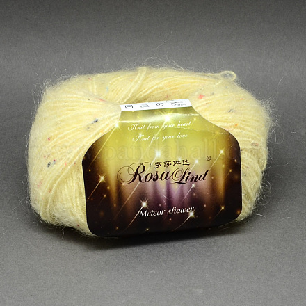 手編みの糸  流星群の糸  モヘアと  ウール  人工毛と色のポイント  シャンパンイエロー  1mm  約25グラム/ロール  10のロール/袋 YCOR-R006-002-1