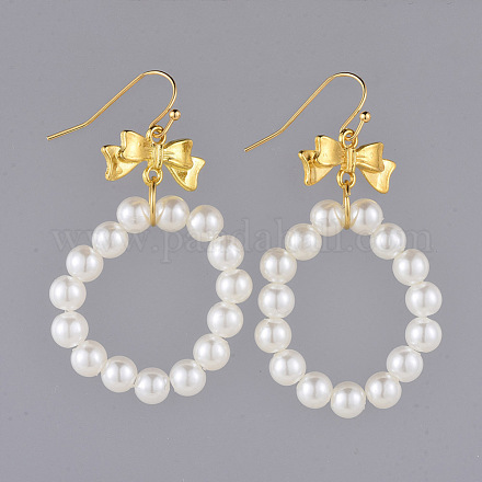 Boucles d'oreilles en plastique imitation perle abs EJEW-JE03632-02-1