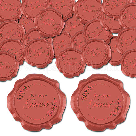 CRASPIRE 50pcs Be Our Guest Wax Seal Stickers Dark Red Decoration Stickers Vintage Adhesive Envelope Sealing Stickers for Wedding Gift Wrapping Birthday Greeting Cards Making Christmas DIY-CP0010-16A-1