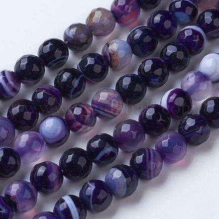 Chapelets de perles en agate à rayures naturelles/agates à bandes G-G753-07-8mm-1