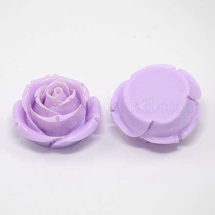 Lilac Rose Flower Resin Flatback Beads X-RESI-D2671-2-2-1