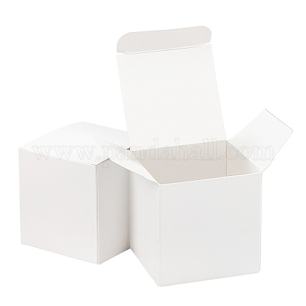 Benecreat 50er Pack weiße Geschenkboxen Papierschachteln Cupcake Boxen basteln 2.75x2.75x2.75 Zoll mit Deckel zum Verpacken CON-WH0072-34B-1
