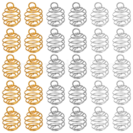 Creatcabin 108 pièces 3 couleurs pendentifs cage à perles en spirale en acier inoxydable STAS-CN0001-59-1