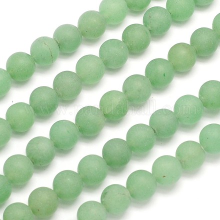 Матовые круглые естественные зеленые авантюрин бисер пряди G-N0166-54-6mm-1