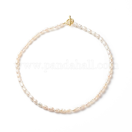 Grade un collier de perles de riz de perles naturelles pour les femmes NJEW-JN03958-1