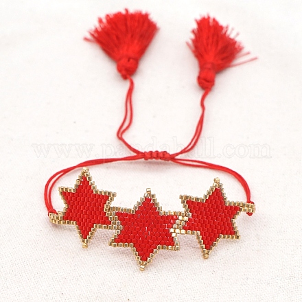 Braccialetti con perline di semi con motivo a stella dell'amicizia per le donne BJEW-A121-39C-1