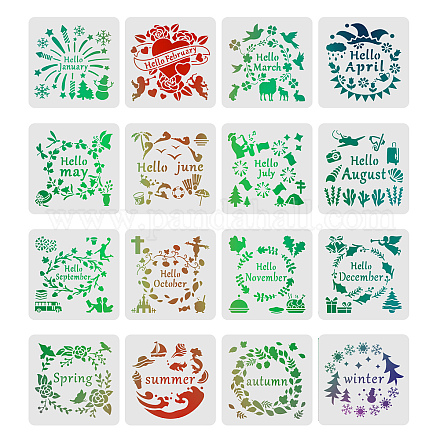 Set di modelli di stencil per pittura con disegno in plastica DIY-WH0172-201-1