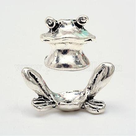 Frog Tibetan Style Alloy Beads TIBE-R310-10AS-RS-1
