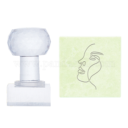 アクリルスタンプ  DIY石鹸型用品  長方形  顔模様  スタンプ模様：35x20mm DIY-WH0350-097-1