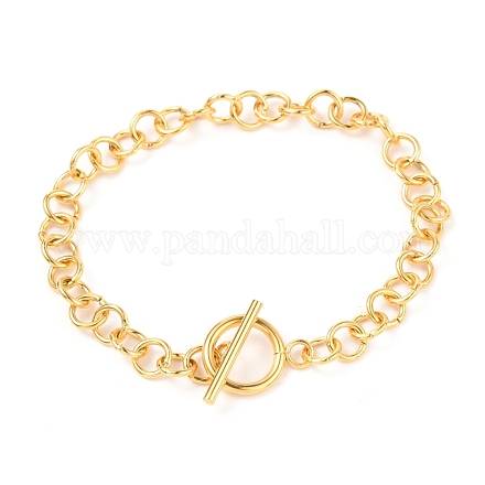 Unisex Vacuum Plating 304 Stainless Steel Rolo Chains Bracelets BJEW-H541-05A-G-1