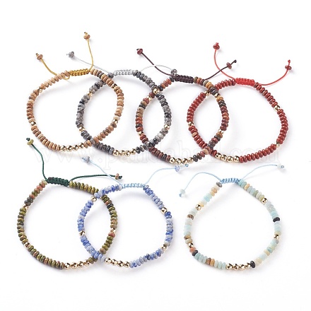 Bracelets de perles tressées en pierres précieuses naturelles BJEW-O175-C-1