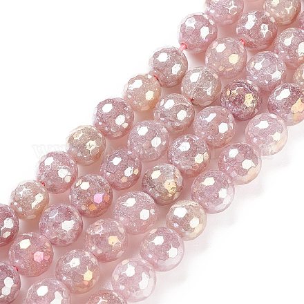 Round Natural Electroplated Strawberry Quartz Beads G-P447-B02-01-1