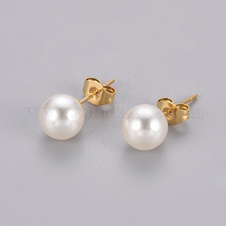 Pendientes de imitación de perlas de plástico STAS-D0001-03-G-1