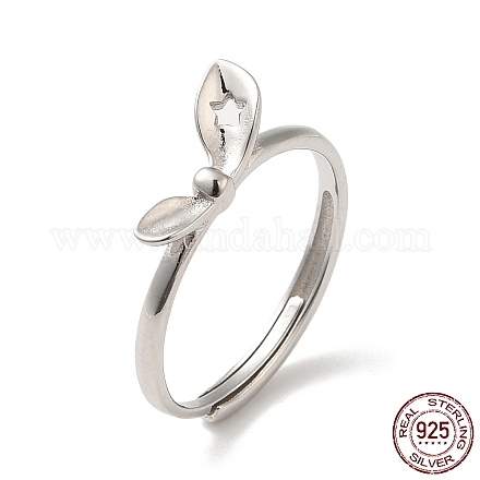 925 anillo ajustable de plata de ley con baño de rodio para mujer RJEW-G302-03P-1