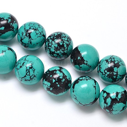 Round Synthetic Turquoise Beads Strands G-N0139-03-14mm-1
