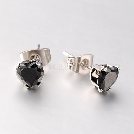 304 Stainless Steel Pave Cubic Zirconia Ear Studs X-EJEW-L095-8mm-06-1