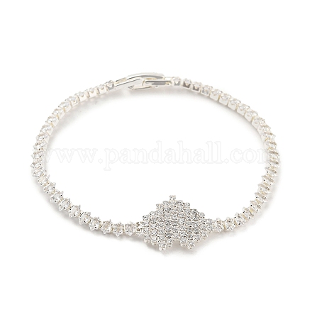 Bracelet à maillons coeur en laiton plaqué en crémaillère avec chaînes de tennis en zircone cubique BJEW-Q771-02S-1